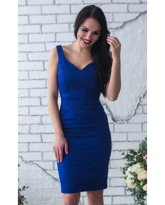 Синее платье футляр