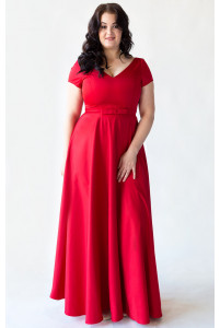 Червона вечірня сукня для великих грудей
