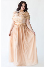 Платье золотое на корсете с цветами