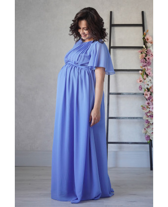 Сукня в грецькому стилі для вагітних з рукавом-крильцем, блакитна