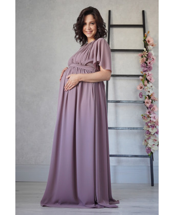 Сукня в грецькому стилі для вагітних з рукавом-крильцем, виноградна