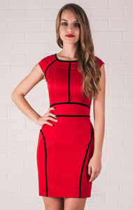 Красное деловое платье