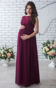 Вечернее платье для беременных цвета марсала