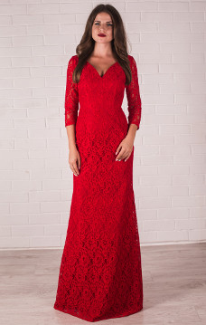 Червоне мереживне плаття в підлогу на новий рік 2016